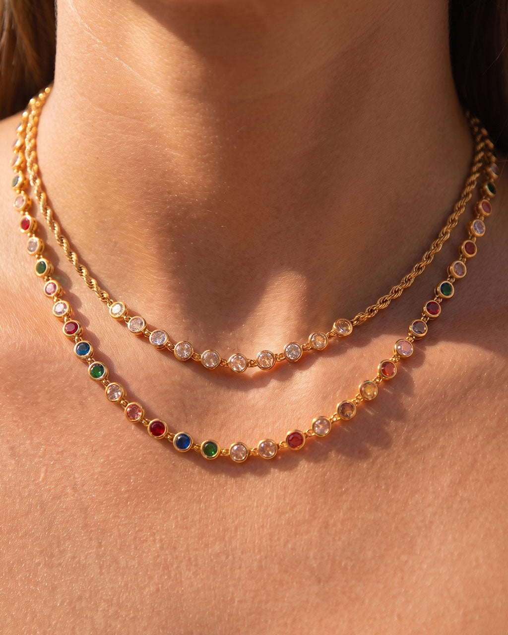 Lavish Bezel Set Tennis Choker Waterproof Gold Necklace