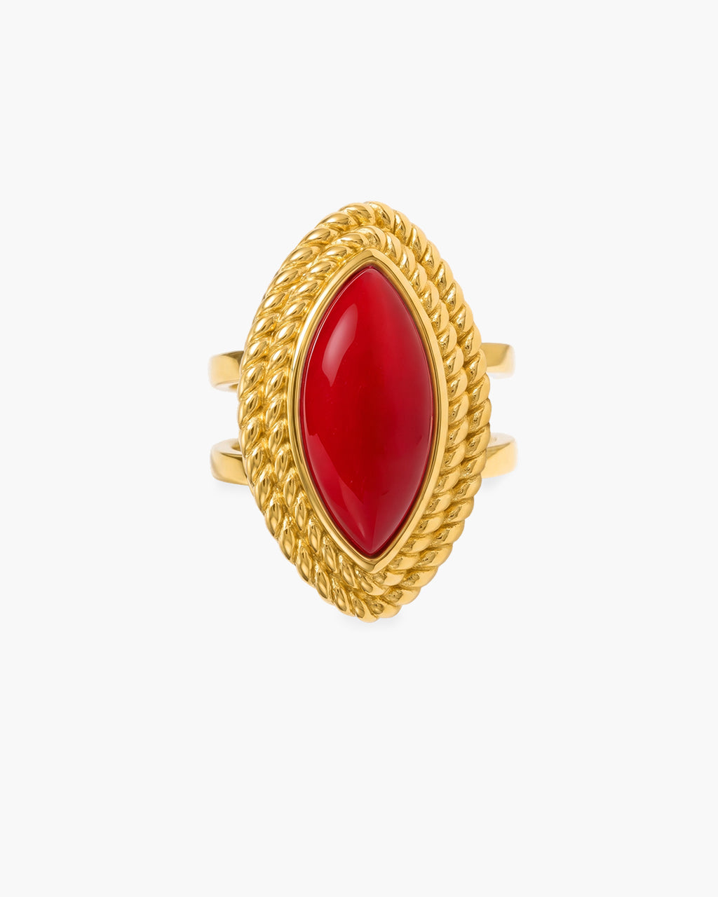 Lavish Marquise Agate Statement Waterproof Gold Ring