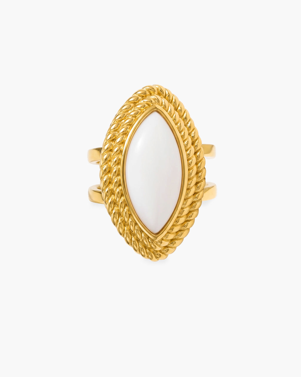 Lavish Marquise Agate Statement Waterproof Gold Ring