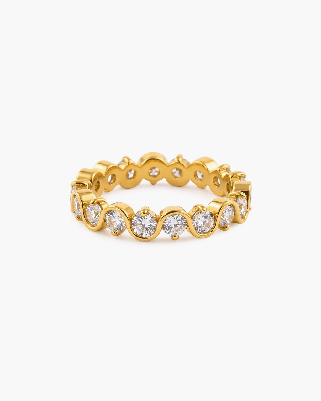 Lavish Ocean Swirl Set Eternity Waterproof Gold Ring