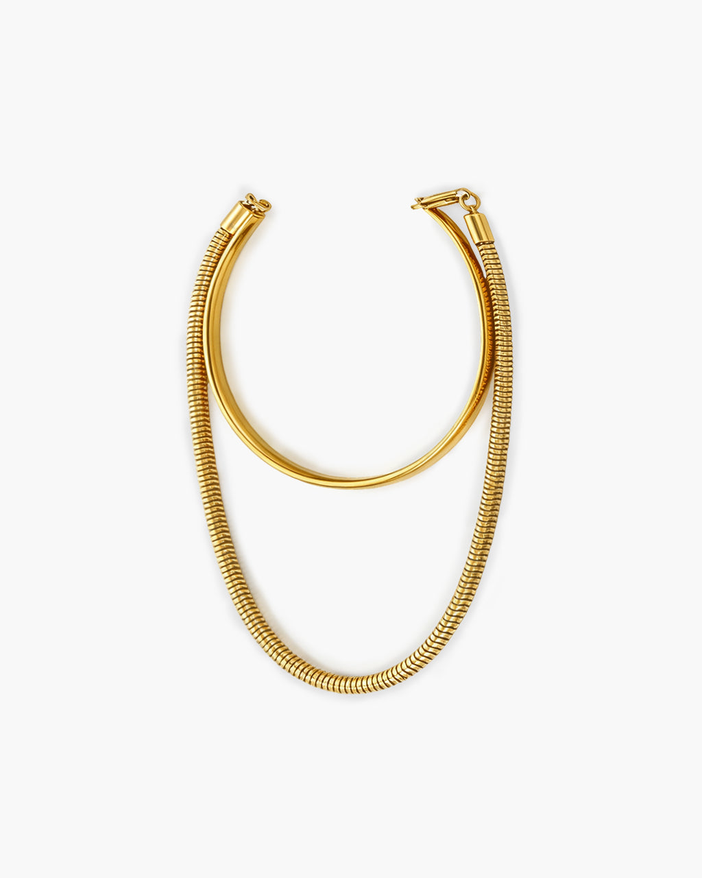 Layer Cuff & Herringbone Chain Waterproof Gold Bracelet