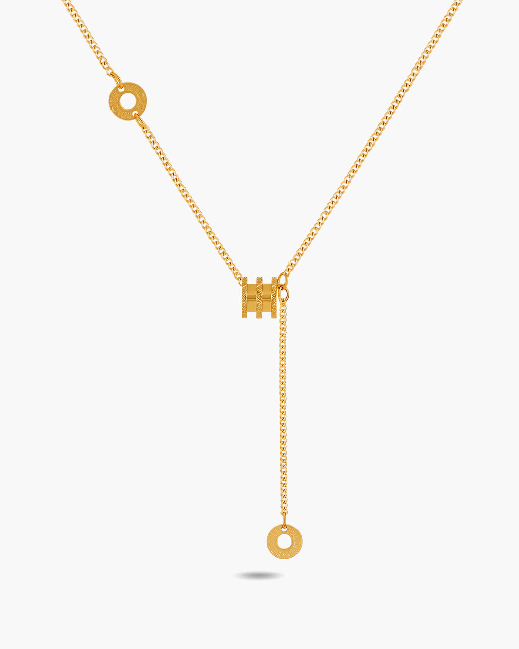 Lucky Bead Numeral Lariat Waterproof Gold Necklace