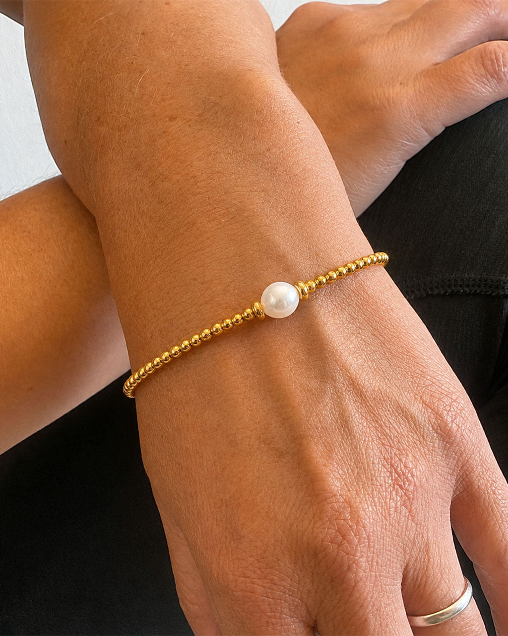 Lucky Beaded Freshwater Pearl Waterproof Gold Bracelet