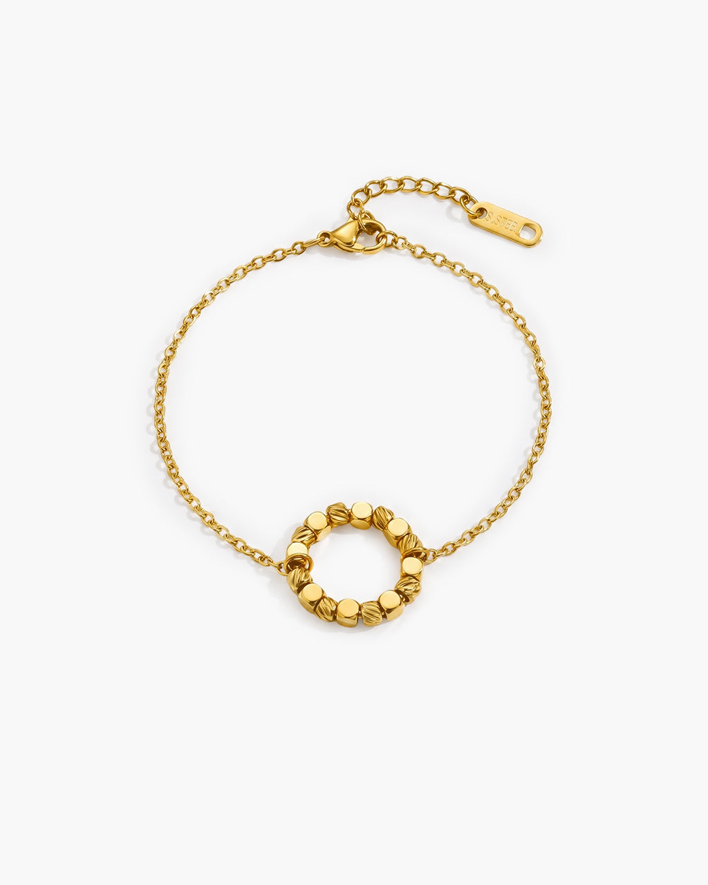 Lucky Faceted Beaded Circle Waterproof Gold Bracelet