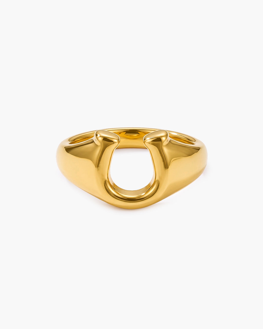 Lucky Horseshoe Chunky Signet Waterproof Gold Ring