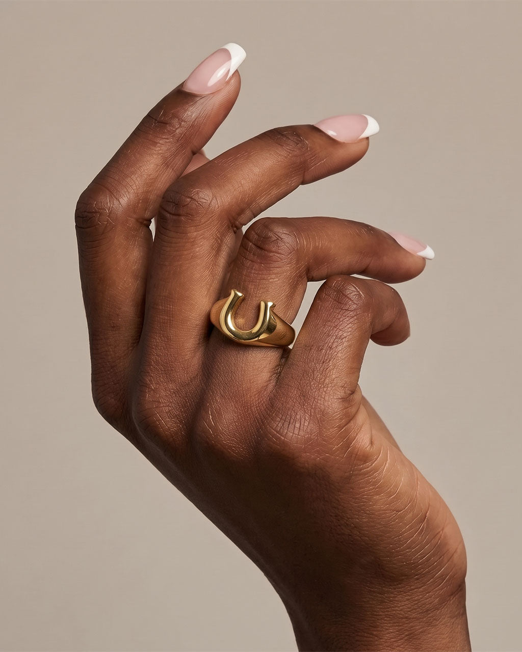 Lucky Horseshoe Chunky Signet Waterproof Gold Ring