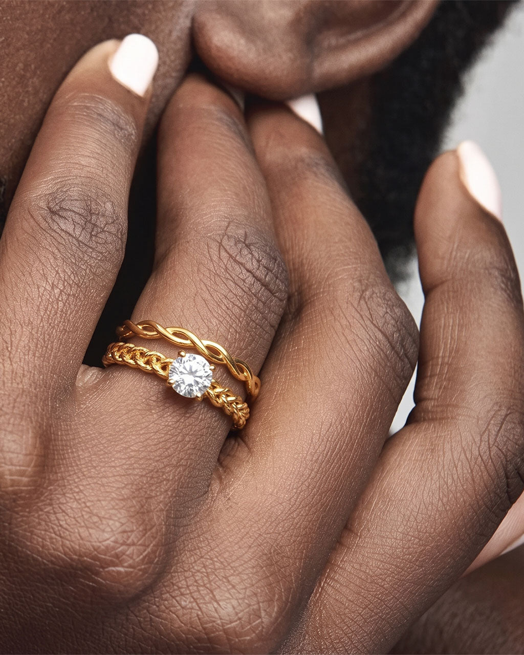 Lucky Twisted Rope Infinity Band Waterproof Gold Ring
