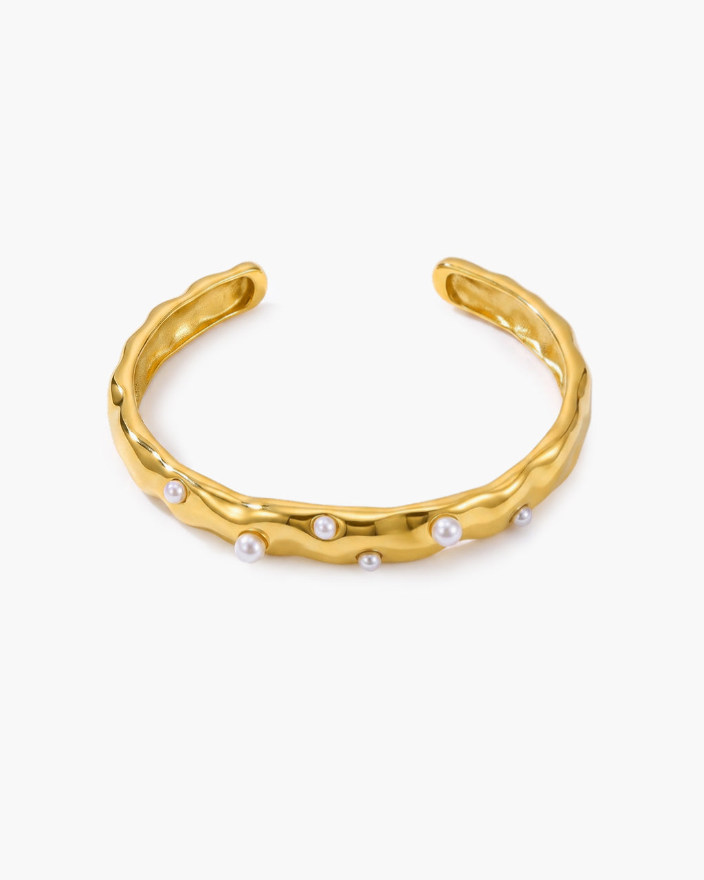 Luminous Scattered Pearl Cuff Waterproof Gold Bangle