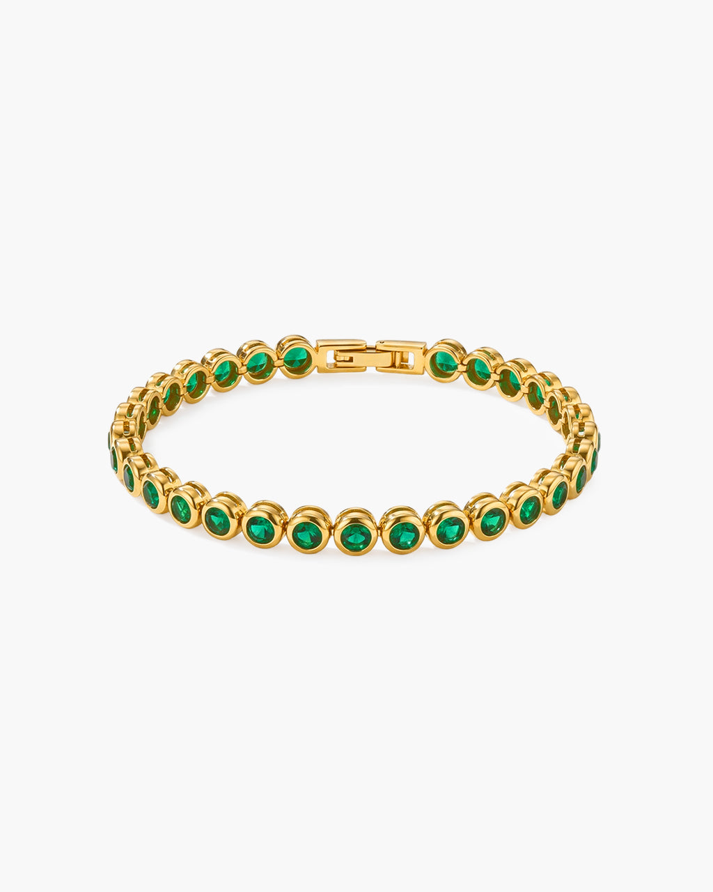 Luxe Bezel Set Stone Tennis Waterproof Gold Bracelet