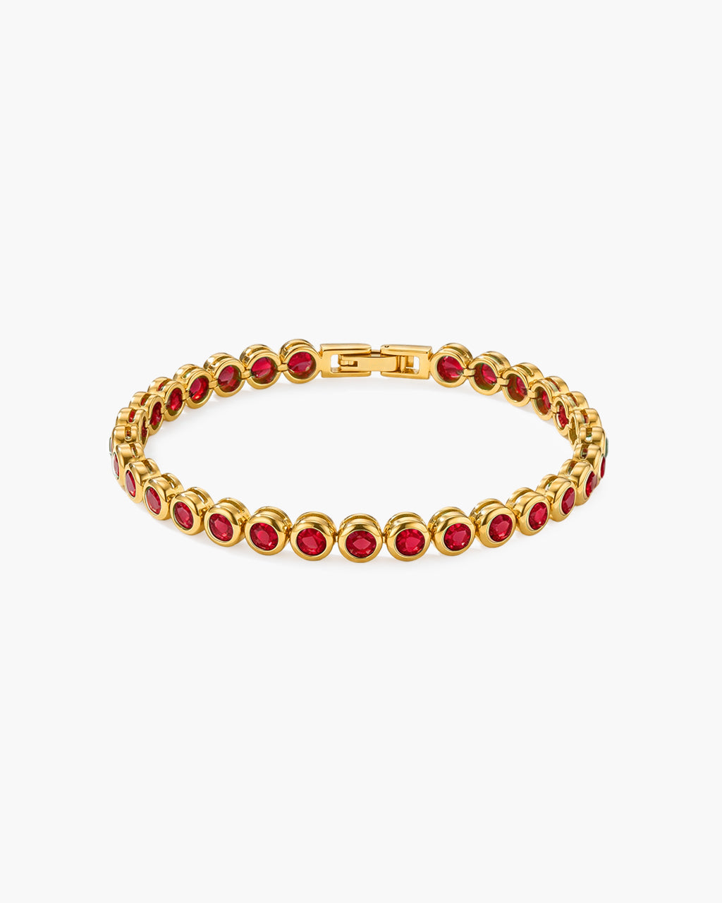 Luxe Bezel Set Stone Tennis Waterproof Gold Bracelet