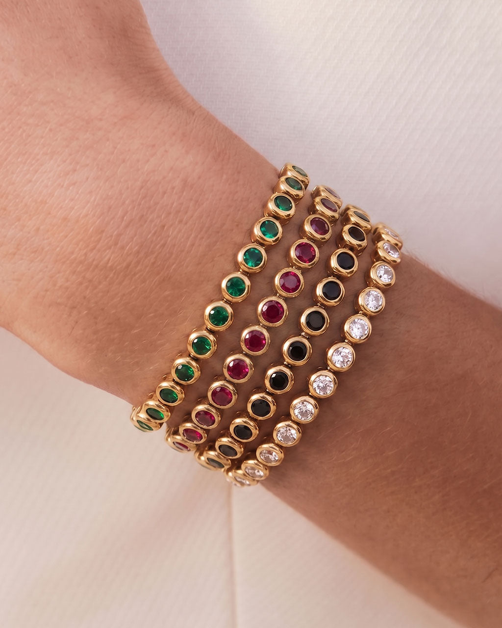 Luxe Bezel Set Stone Tennis Waterproof Gold Bracelet