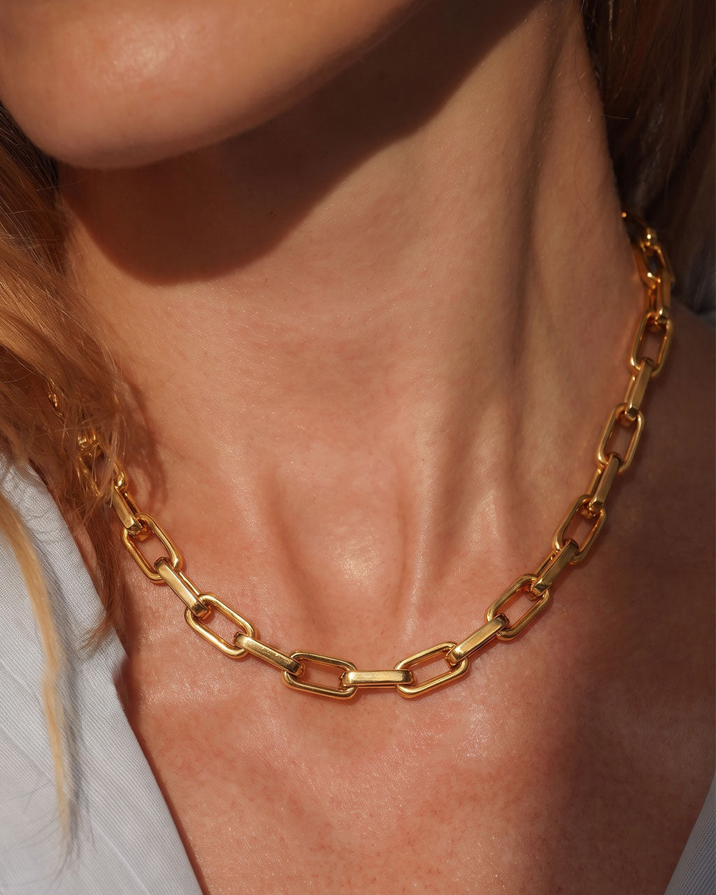 Luxe Chunky Rectangular Link Waterproof Gold Necklace