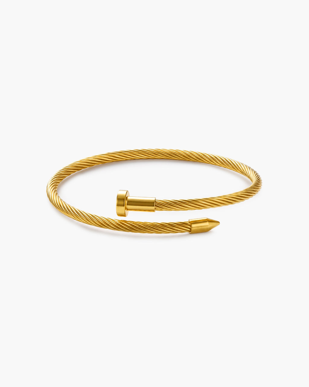 Luxe Nail Twisted Cable Bypass Waterproof Gold Bangle