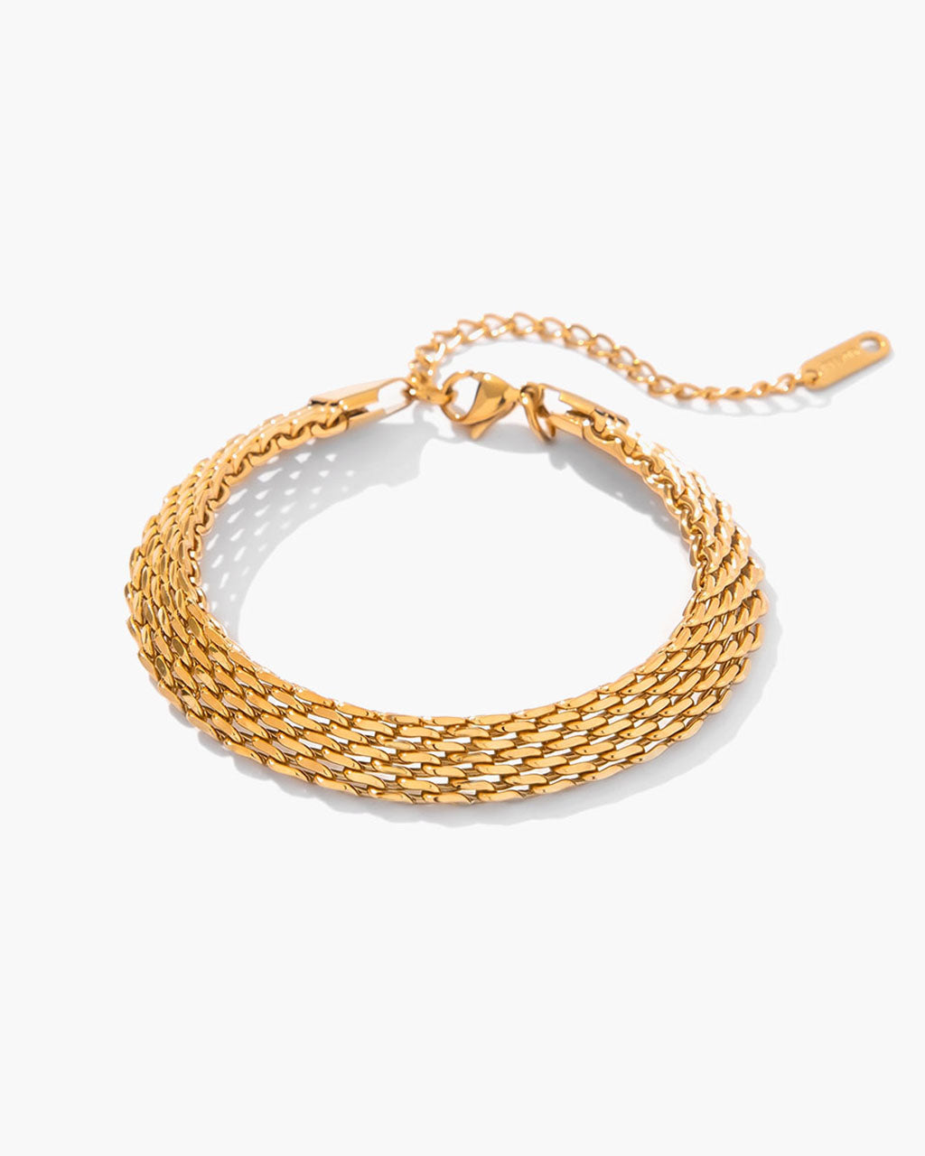 Luxurious Wide Mesh Chain Waterproof Gold Bracelet