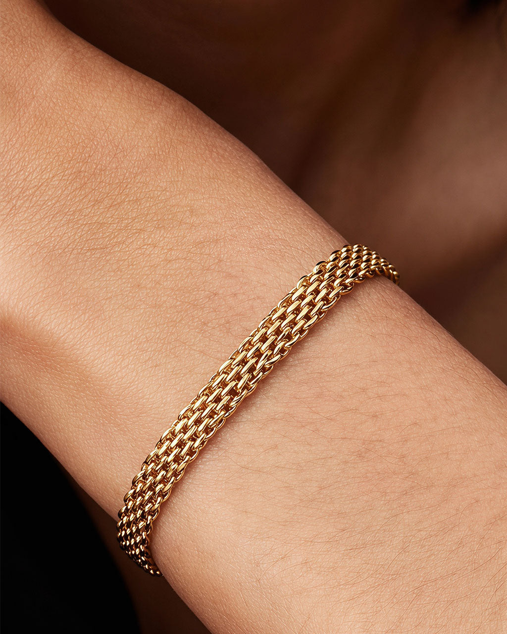 Luxurious Wide Mesh Chain Waterproof Gold Bracelet