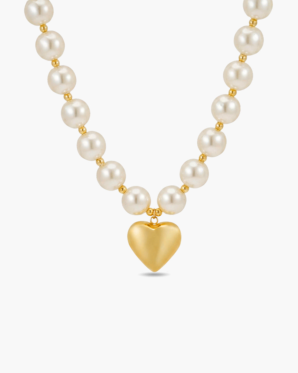 Luxury Chunky Pearl Heart Waterproof Gold Necklace