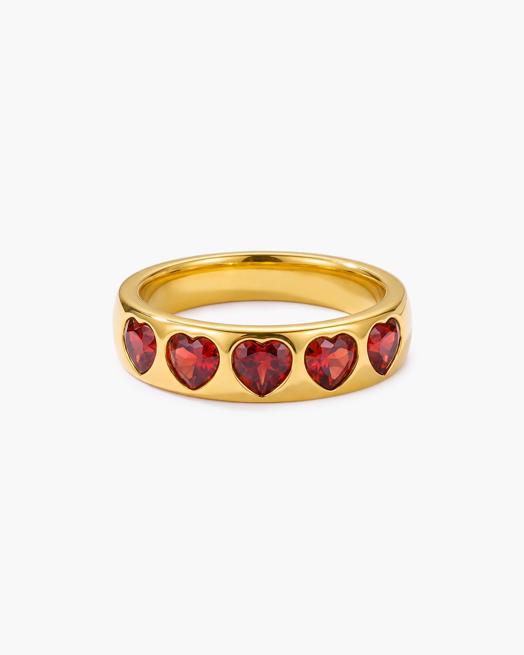 Luxury Heart Cut Five Stone Waterproof Gold Ring