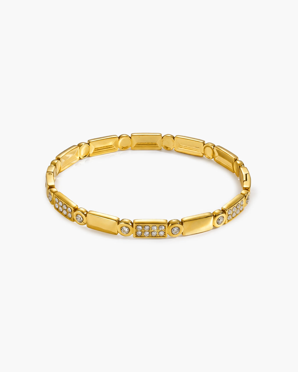 Luxury Simulated Diamond Linked Waterproof Gold Bangle