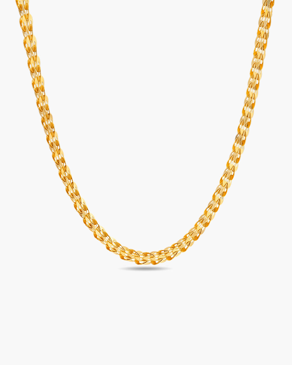 Luxury Textured Woven Link Waterproof Gold Necklace