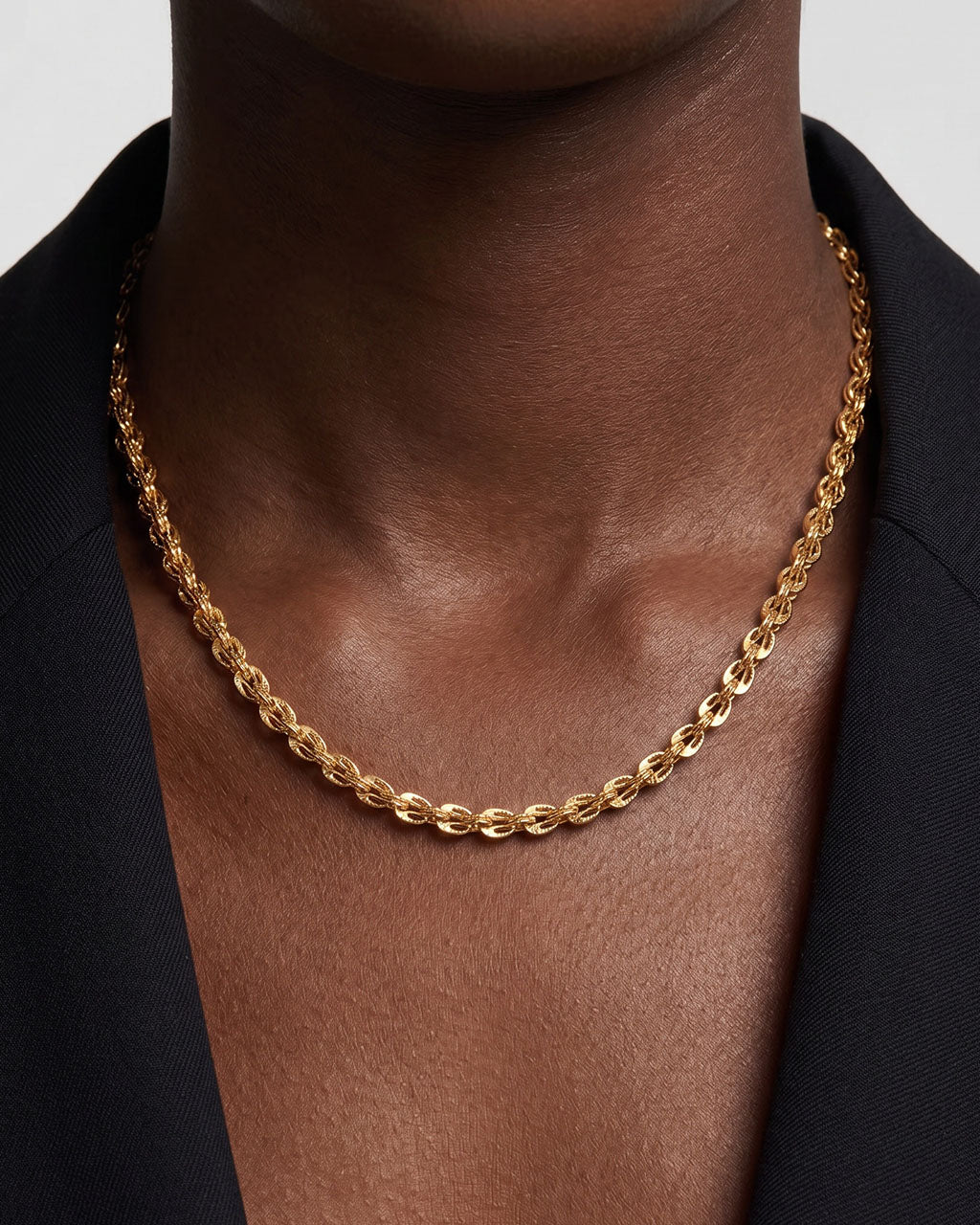 Luxury Textured Woven Link Waterproof Gold Necklace