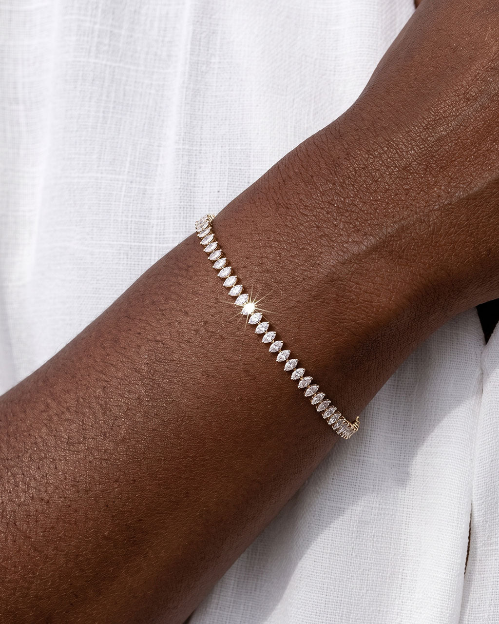 Marquise Eternity Waterproof Gold Tennis Bracelet