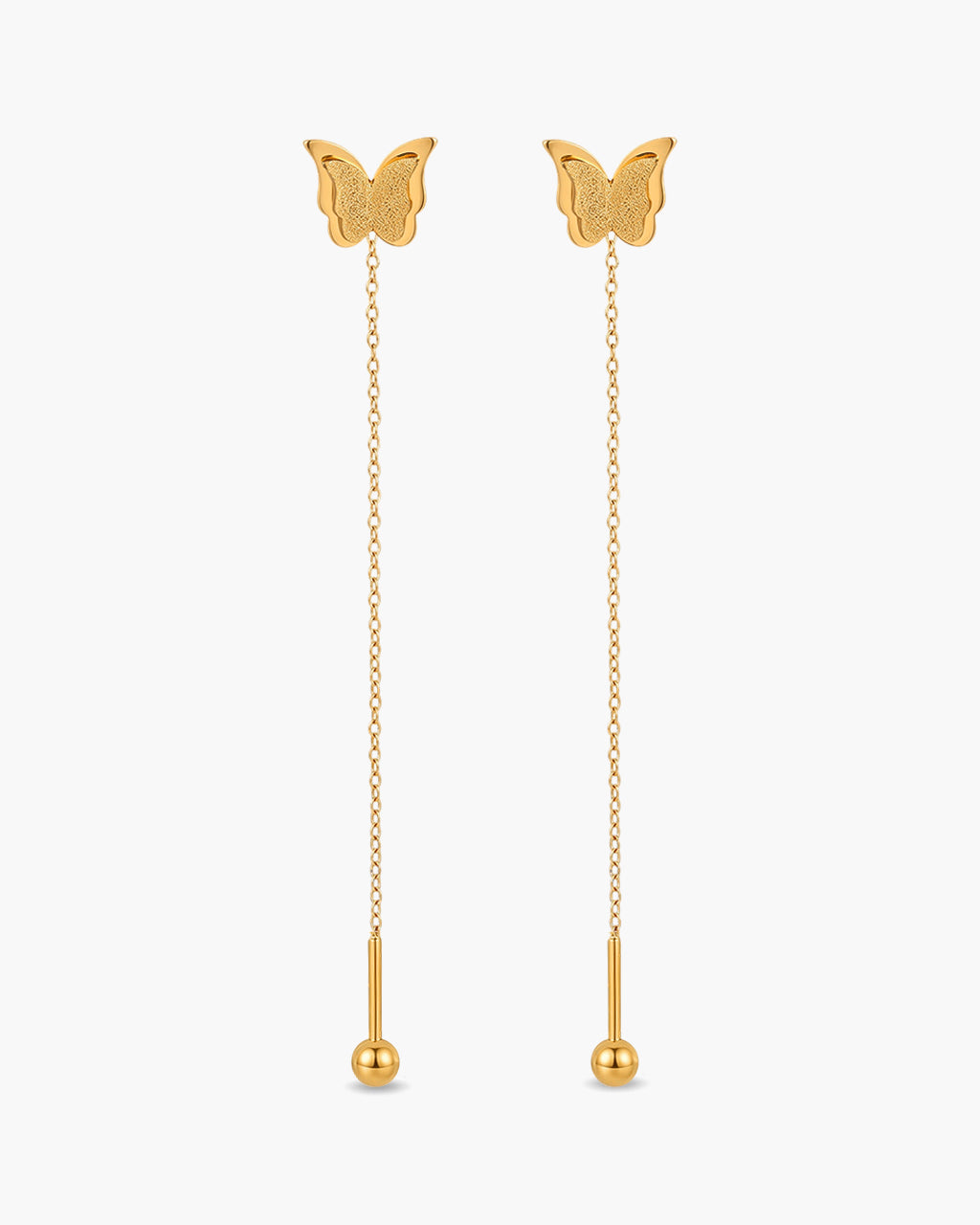 Mini Butterfly Wing Threader Waterproof Gold Earrings