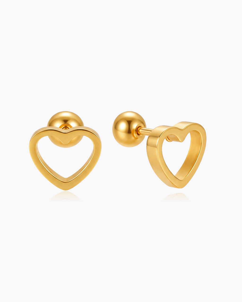 Mini Open Heart Piercing Stud Waterproof Gold Earrings