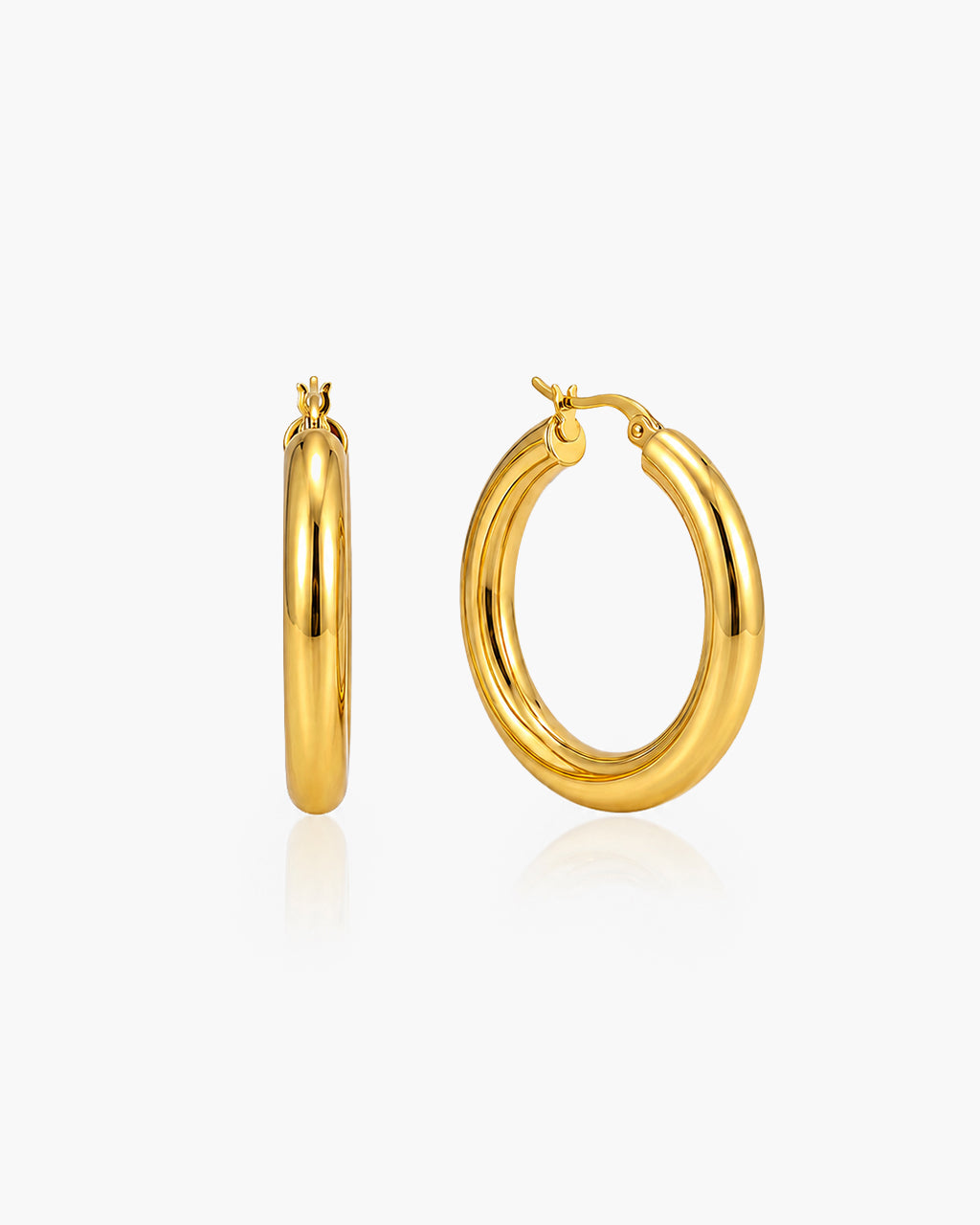 Minimalist Chunky Round Hoop Waterproof Gold Earrings