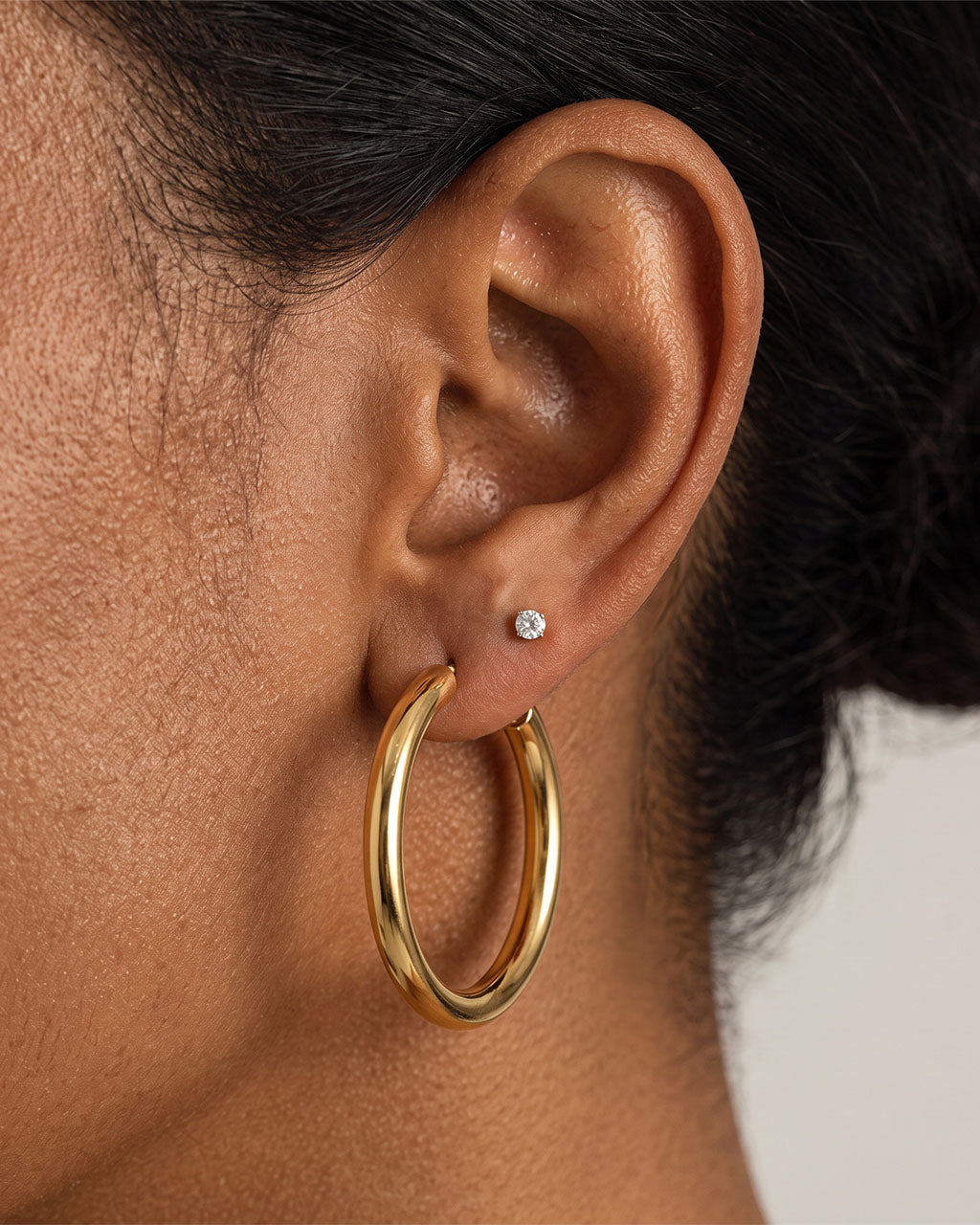 Minimalist Chunky Round Hoop Waterproof Gold Earrings