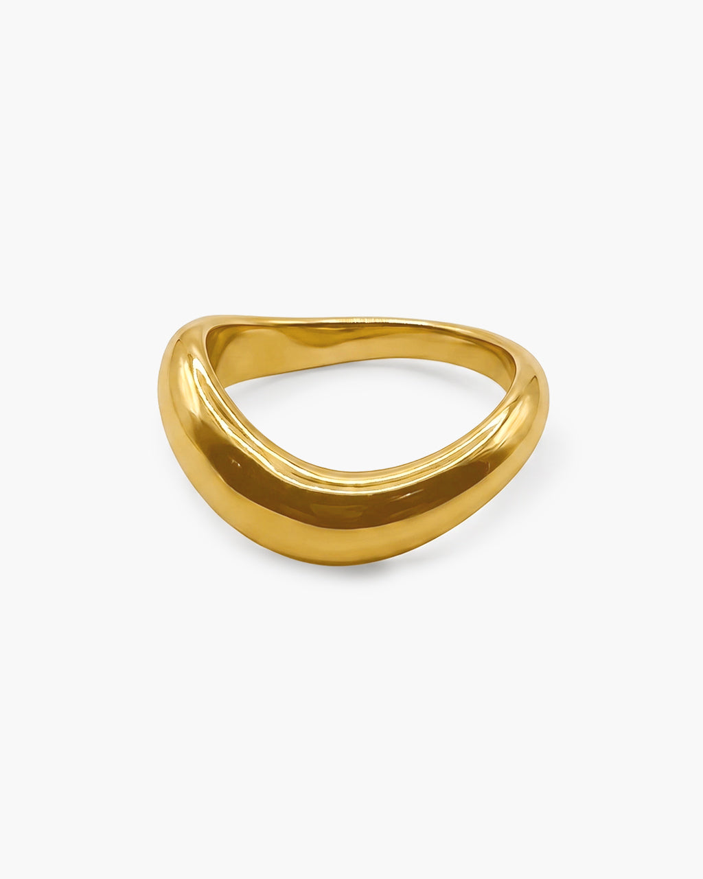 Minimalist Curved Wavy Band Waterproof Gold Ring