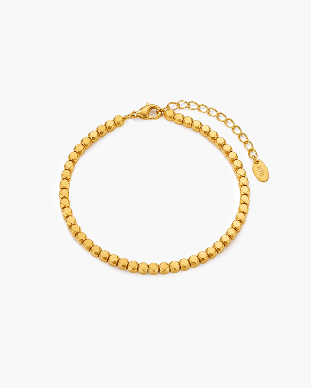Minimalist Diamond Cut Bead Waterproof Gold Anklet