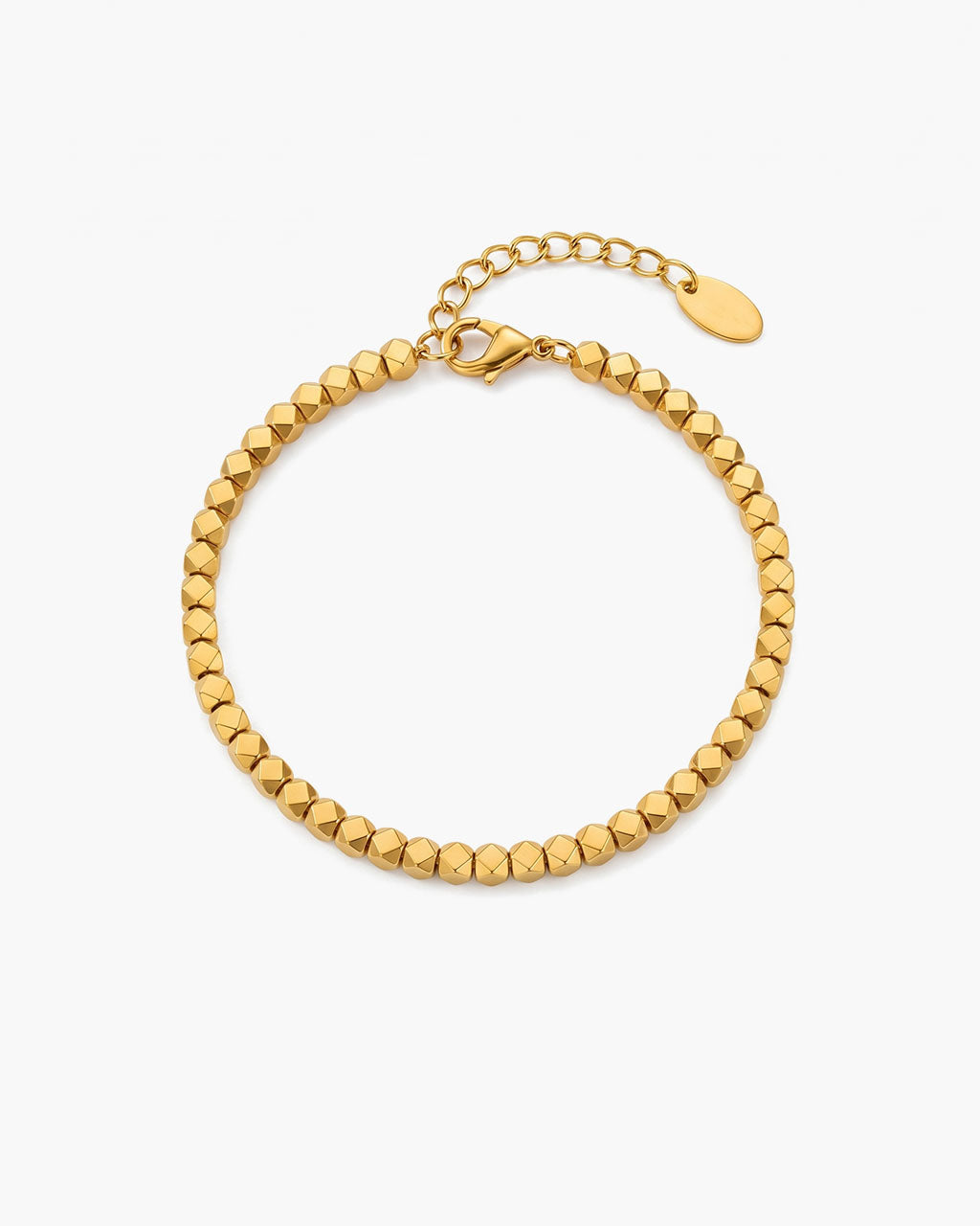Minimalist Diamond Cut Bead Waterproof Gold Bracelet