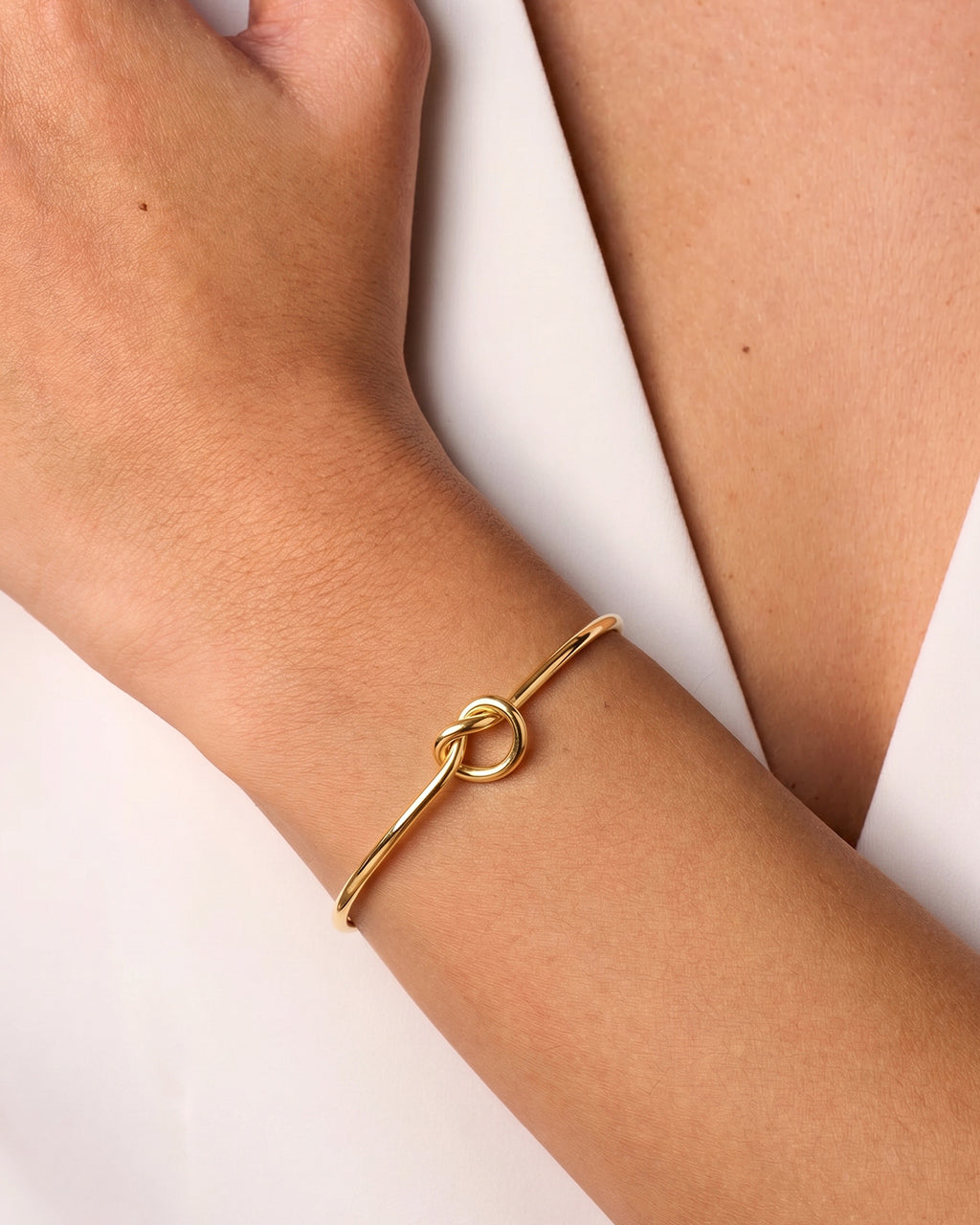 Minimalist Heart Knot Cuff Waterproof Gold Bracelet
