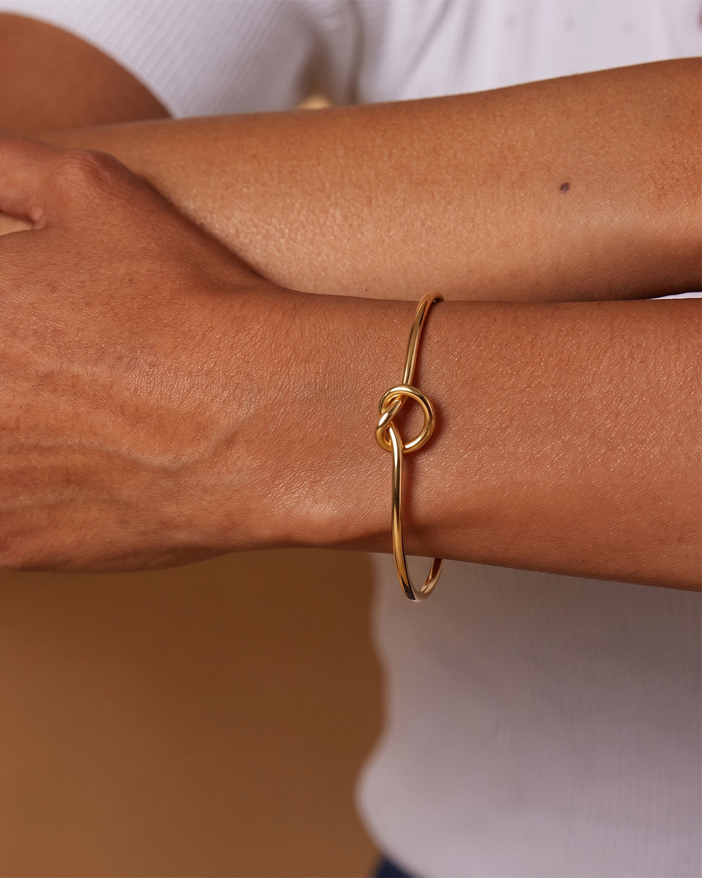 Minimalist Heart Knot Cuff Waterproof Gold Bracelet