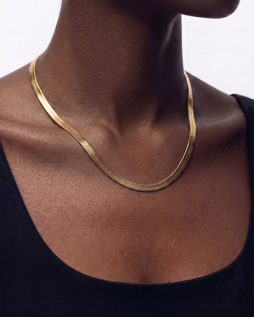 Minimalist Herringbone Chain Waterproof Gold Necklace