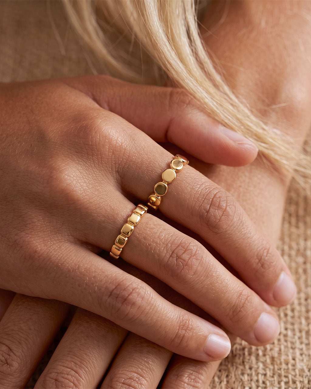 Minimalist Multi Disc Circle Band Waterproof Gold Ring