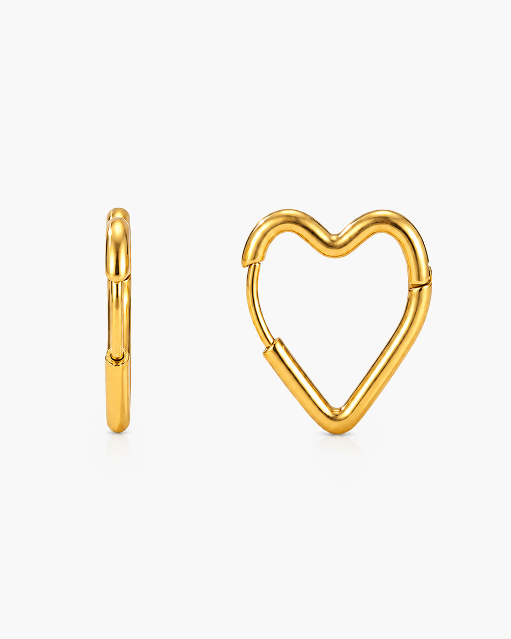 Minimalist Open Heart Hoop Waterproof Gold Earrings