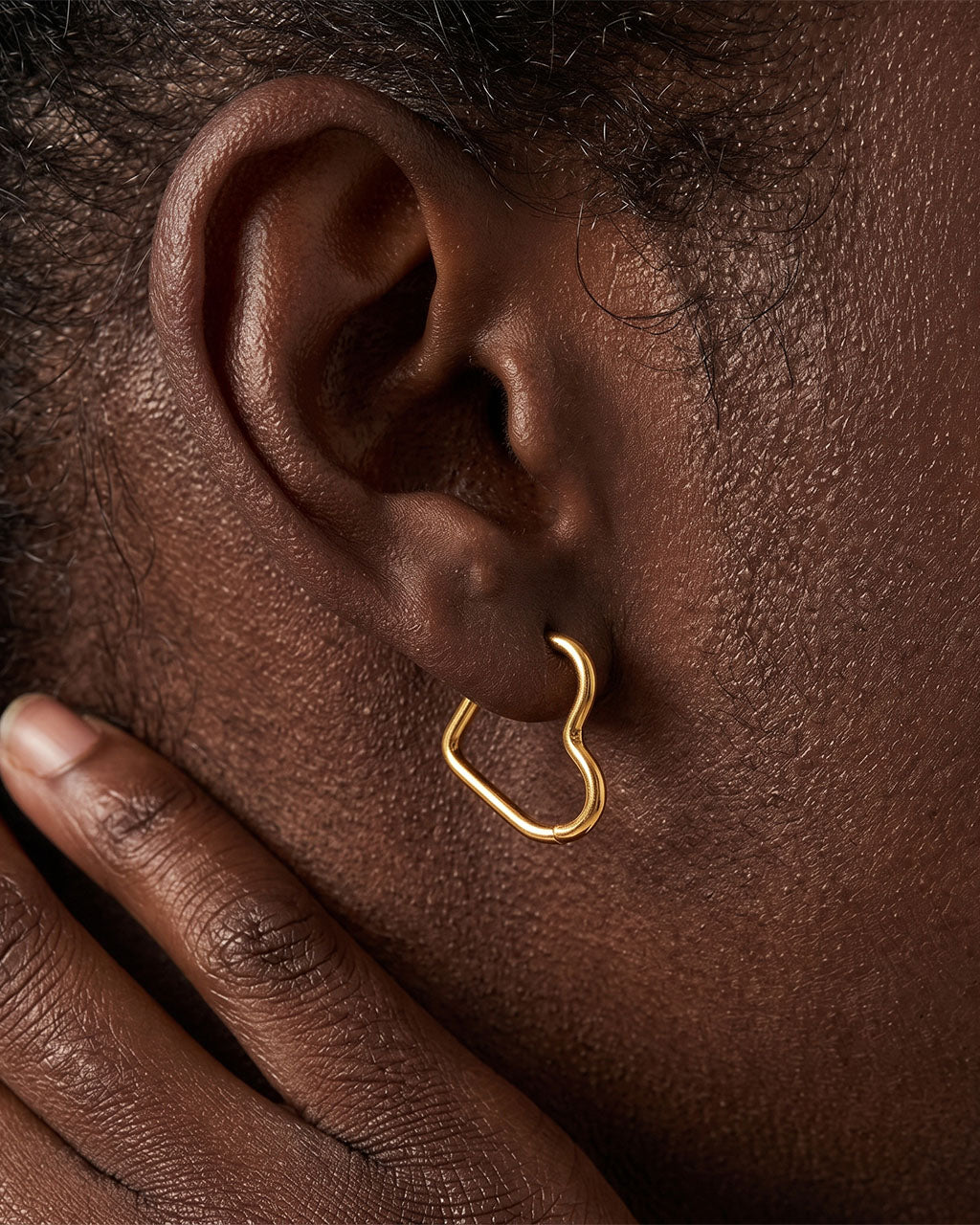 Minimalist Open Heart Hoop Waterproof Gold Earrings