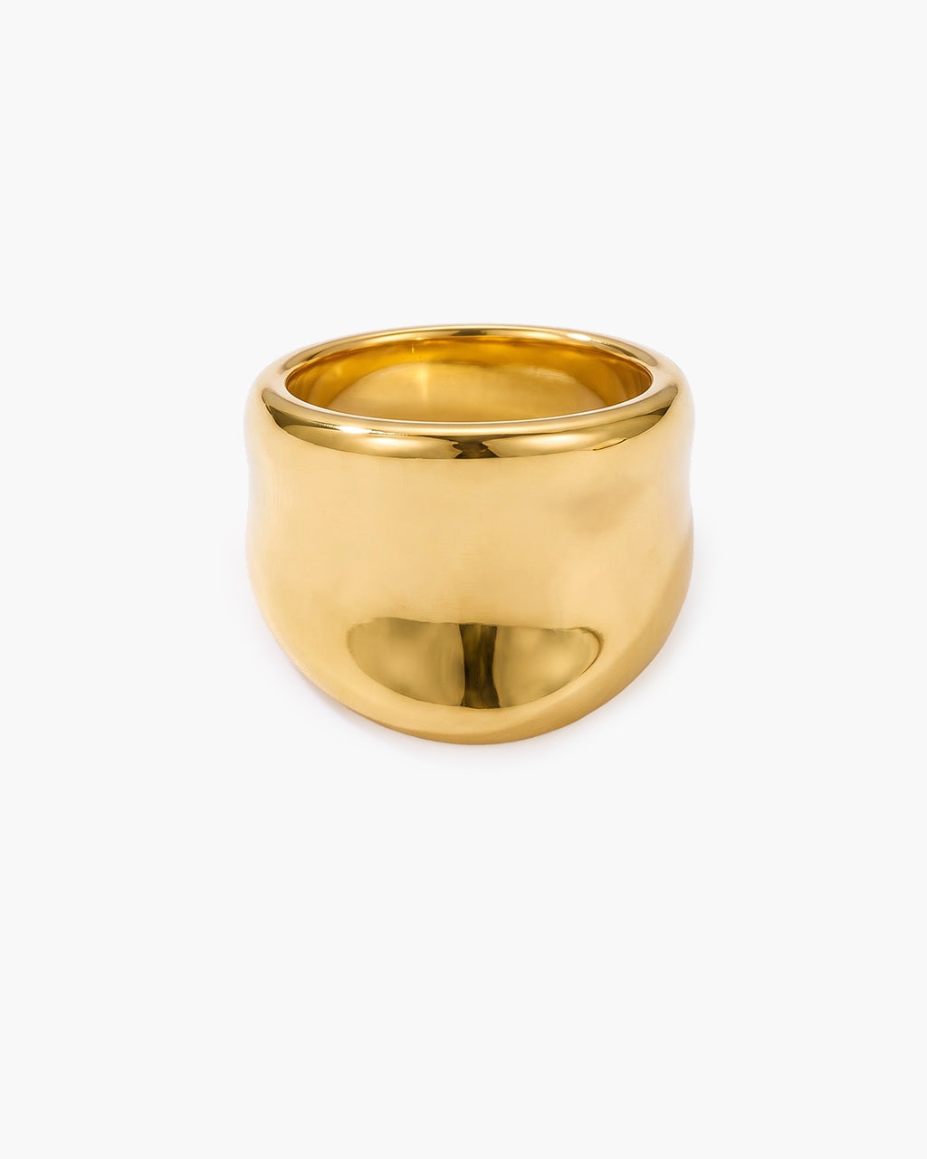 Minimalist Polished Concave Wide Waterproof Gold Ring