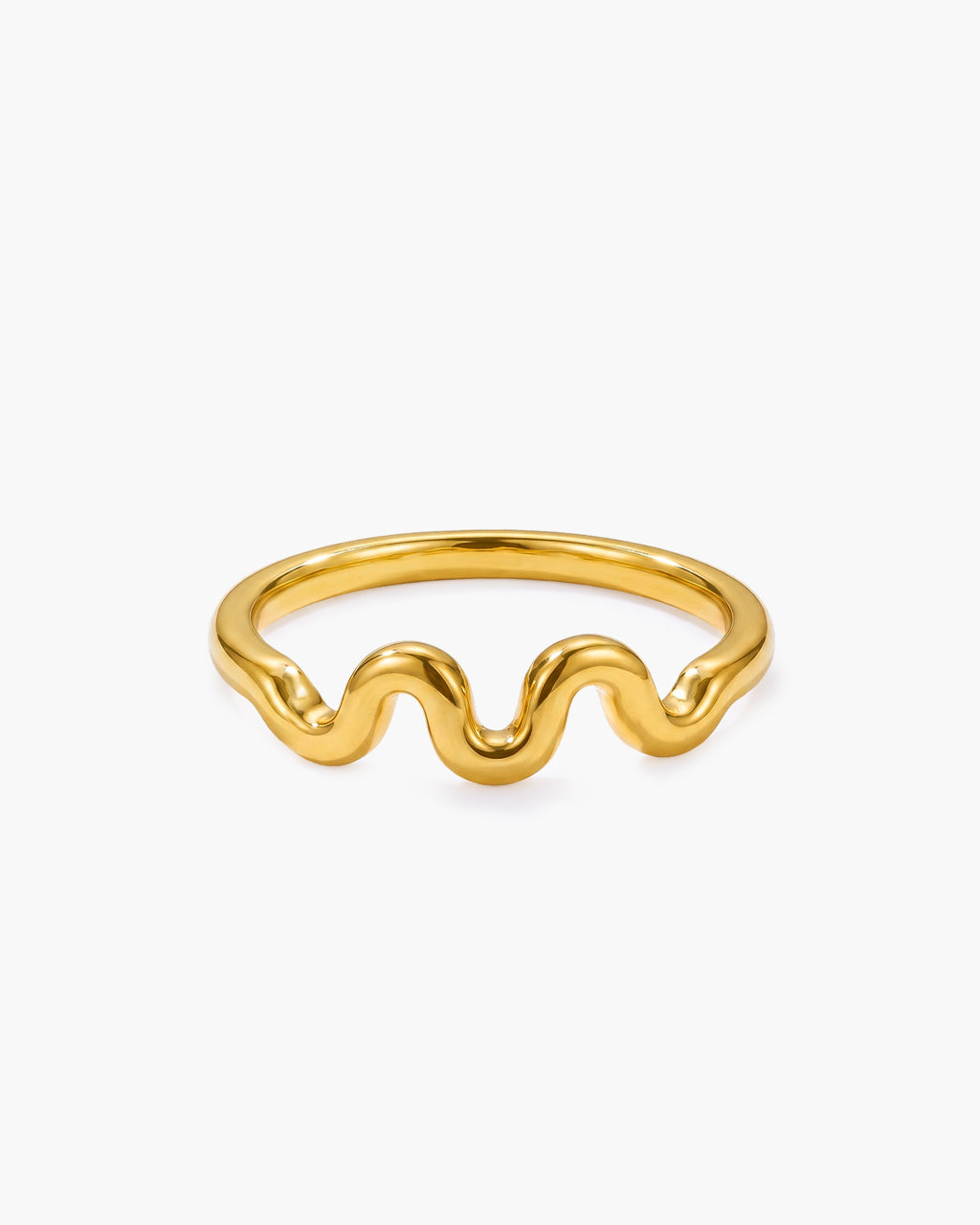 Minimalist Polished Wave Line Waterproof Gold Ring