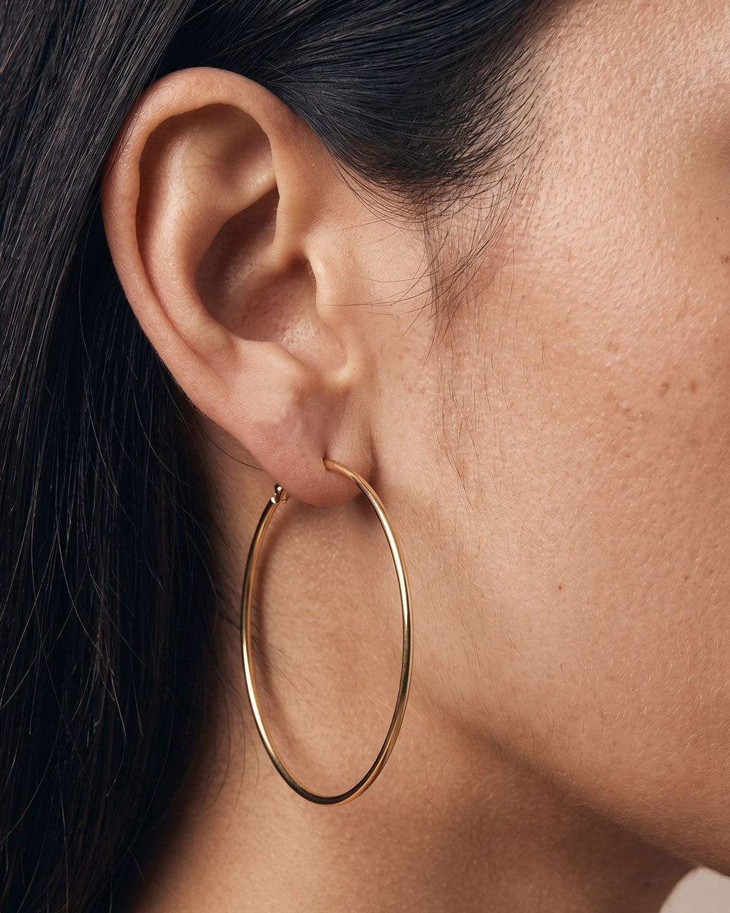 Minimalist Slim Oversized Hoop Waterproof Gold Earrings