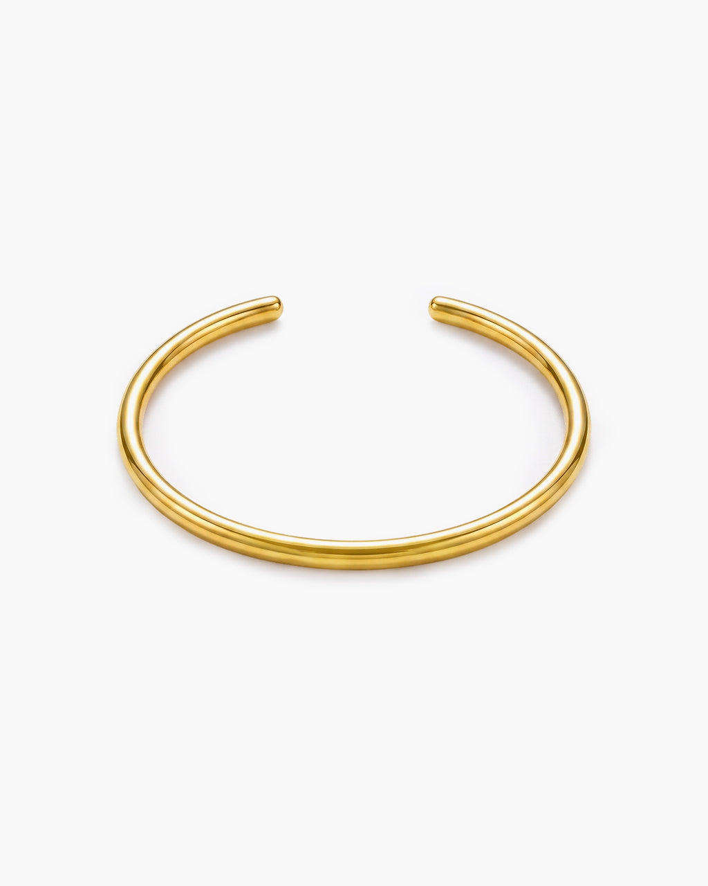 Minimalist Slim Tube Open Cuff Waterproof Gold Bangle