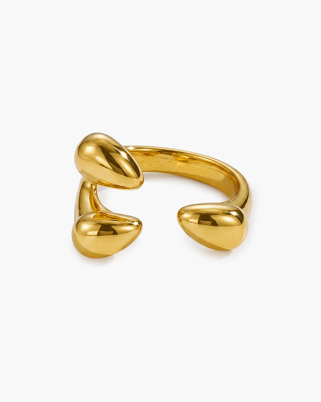 Minimalist Triple Teardrop Open Waterproof Gold Ring