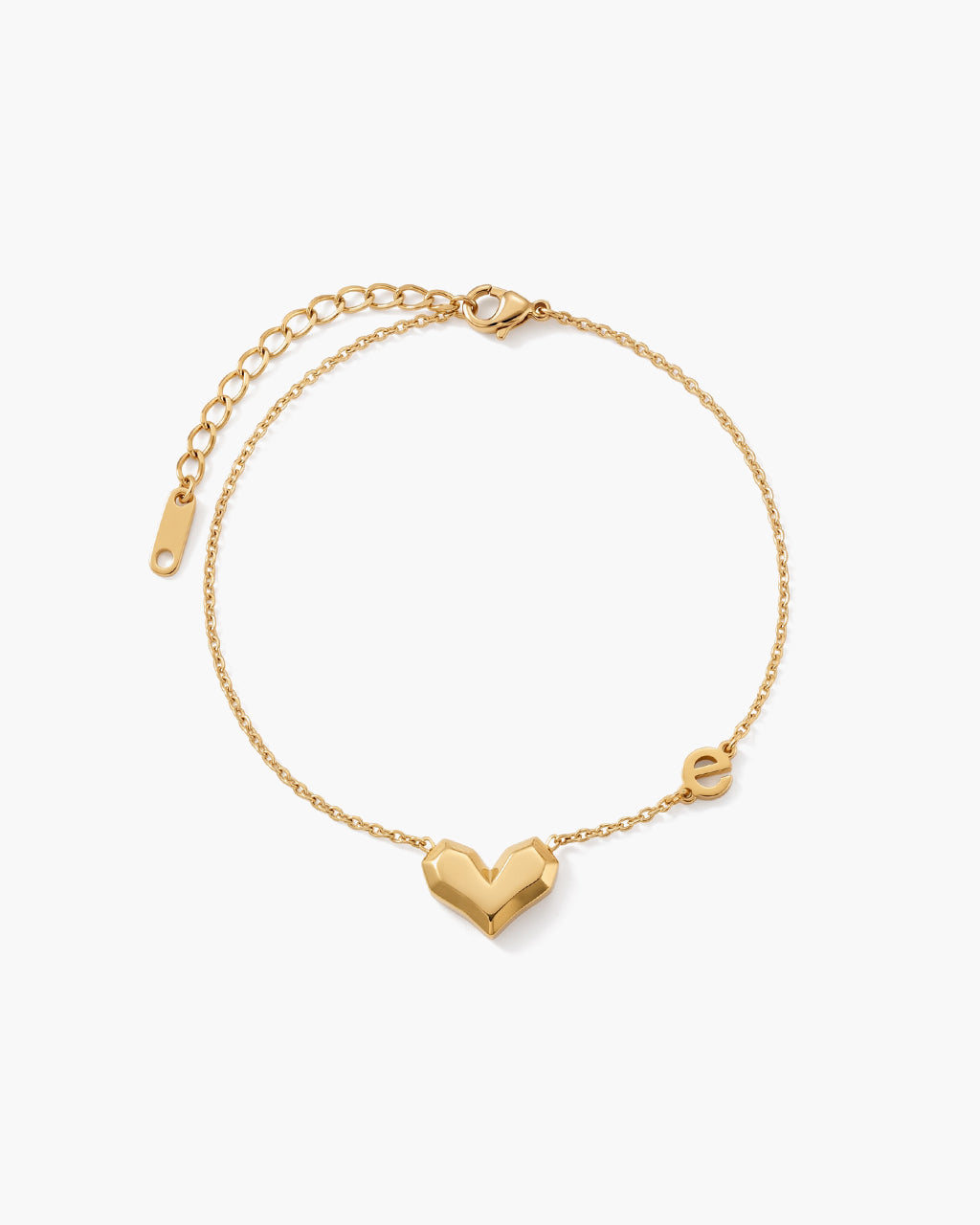 Modern Chevron Heart Letter E Waterproof Gold Anklet