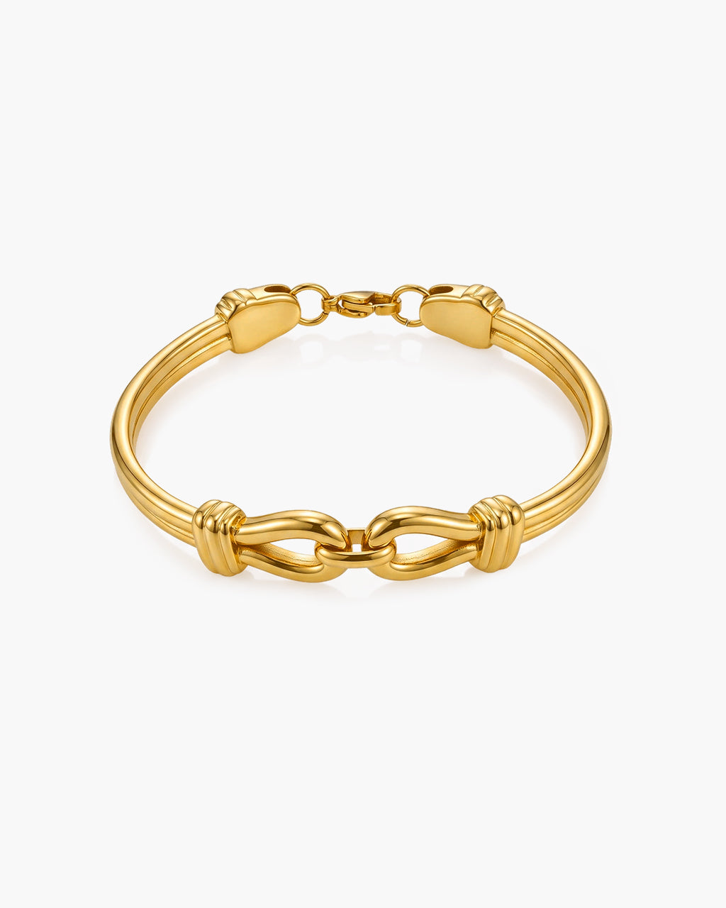 Modern Chunky Knot Double Row Waterproof Gold Bracelet