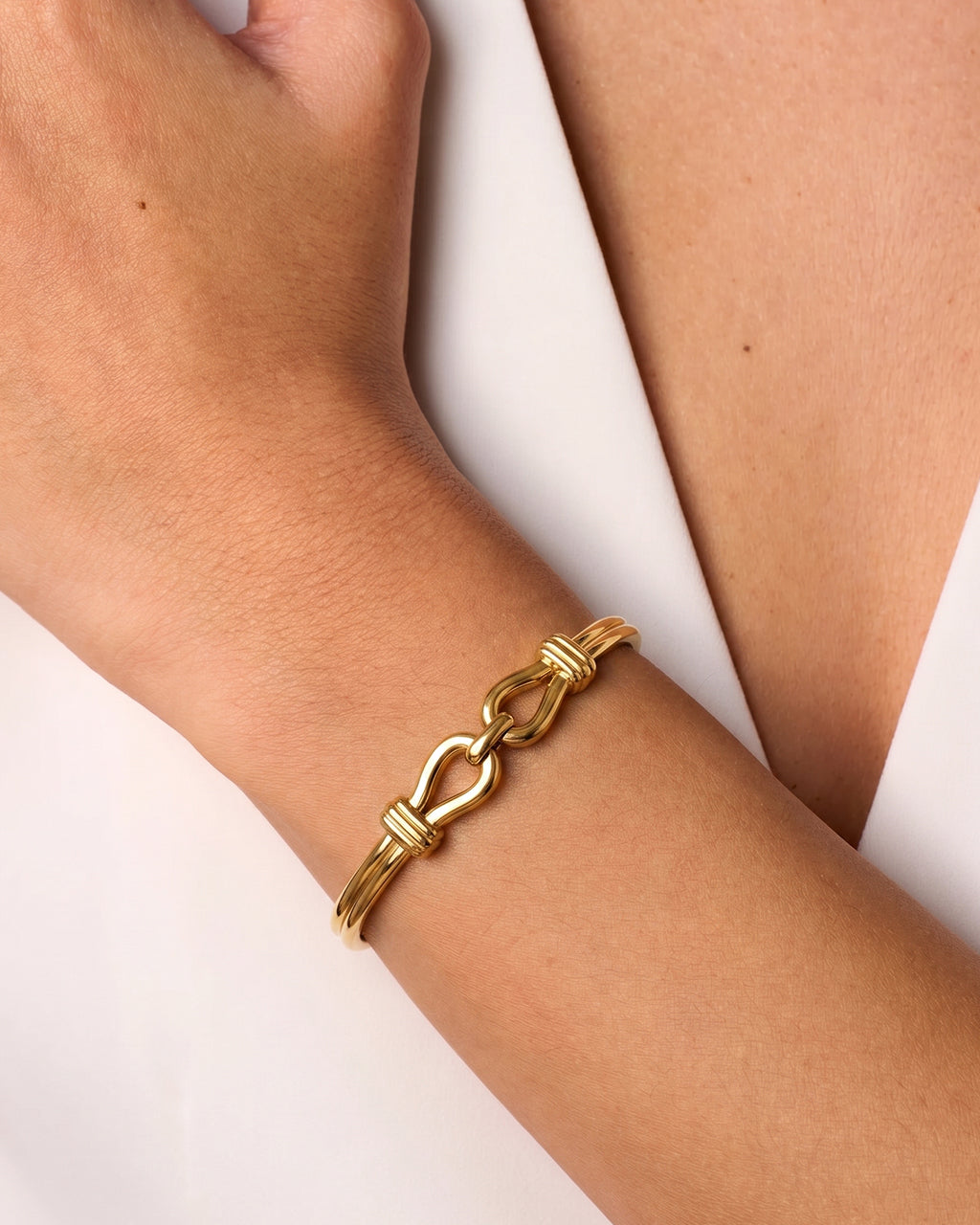 Modern Chunky Knot Double Row Waterproof Gold Bracelet
