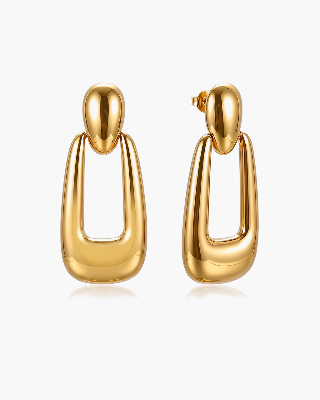 Modern Chunky Open U Drop Stud Waterproof Gold Earrings