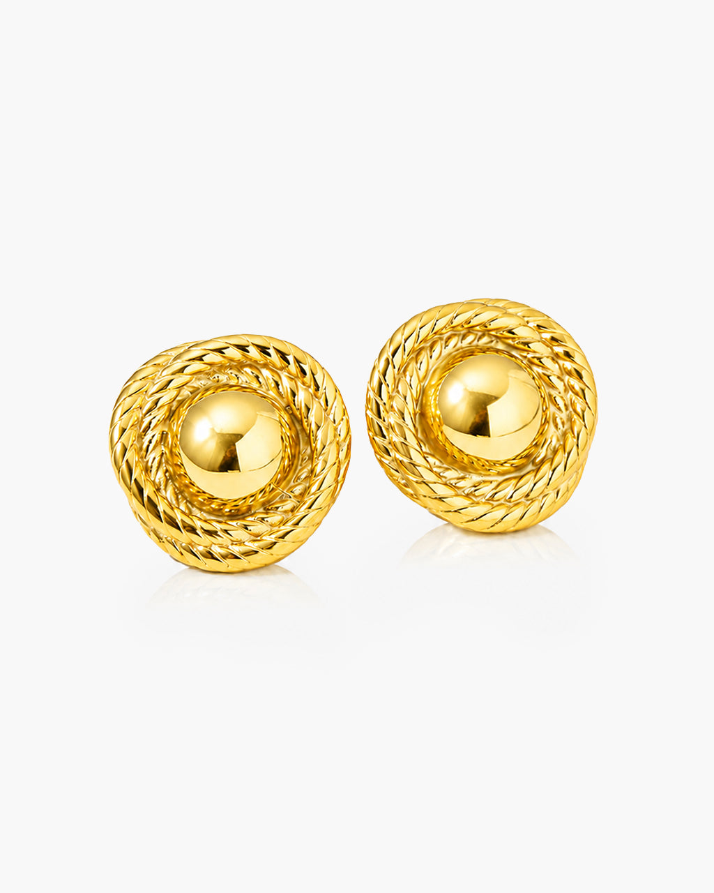 Modern Rope Dome Gold Stud Waterproof Chunky Earrings