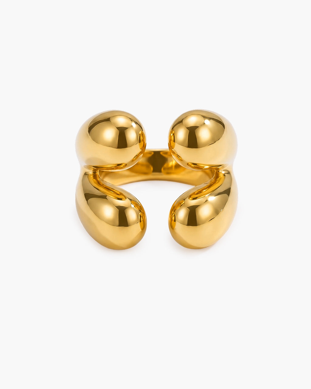 Modern Chunky Teardrop Open Waterproof Gold Ring