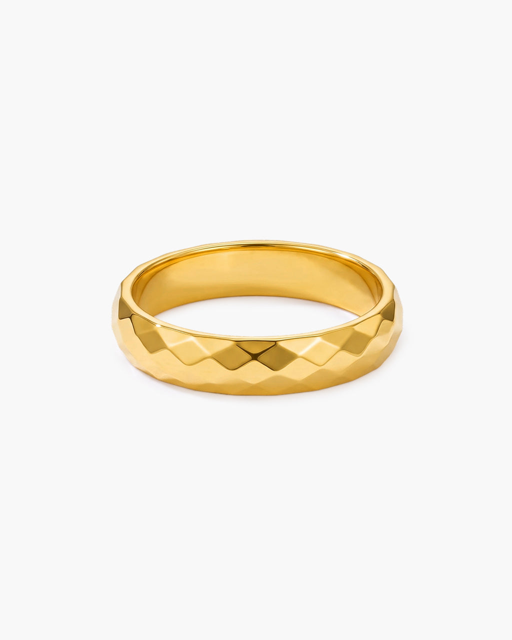 Modern Diamond Cut Stacking Band Waterproof Gold Ring